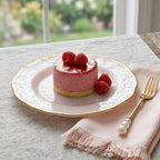 Pearl Blush Hammered Plates with Gold Rim - Set of 4