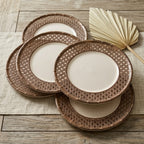 Faux Bamboo and Cane Rattan Plates - Set of 4