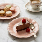 Soft Blush Scalloped Beaded Plates - Set of 4
