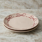 Dusty Rose Bow Wreath Plates - Set of 4