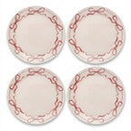 Dusty Rose Bow Wreath Plates - Set of 4