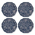 Navy Folk Art Botanical Scalloped Plates - Set of 4