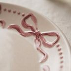Dusty Rose Bow Wreath Plates - Set of 4