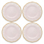 Pearl Blush Hammered Plates with Gold Rim - Set of 4