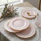 Pearl Blush Hammered Plates with Gold Rim - Set of 4