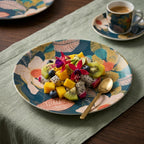 Midnight Teal Botanical Floral Plates - Set of 4