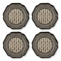 Onyx & Cream Intricate Botanical Scalloped Plates - Set of 4