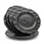 Artisanal Hammered Gloss Black Plates - Set of 5