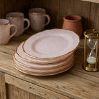 Pearl Blush Hammered Plates with Gold Rim - Set of 4