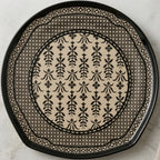 Onyx & Cream Intricate Botanical Scalloped Plates - Set of 4