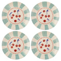 Sweet Cherry and Mint Striped Plates - Set of 4
