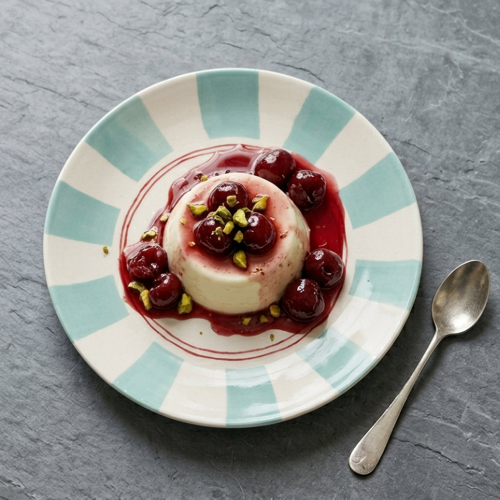 Sweet Cherry and Mint Striped Plates - Set of 4